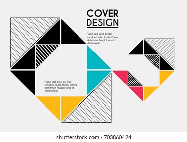 Vector minimalistic cover design. Template for brochure, education, business, web design.
