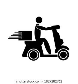 Vector minimalistic delivery express scooter motorbike with stripes in black.