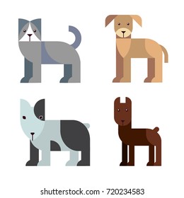 vector minimalistic dogs set illustration