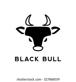 Vector minimalistic flat bull head logotype. Black bull logo.