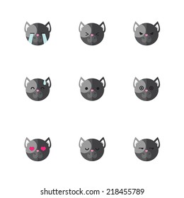 Vector minimalistic flat dog emotions icon set 