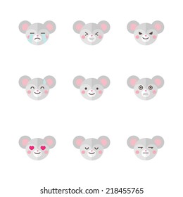 Vector minimalistic flat mouse emotions icon set 