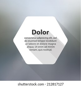 Vector minimalistic flat template. Clean white shapes with place for your content. Flat design template with flat shadows. White shapes and colorfully blurred background.