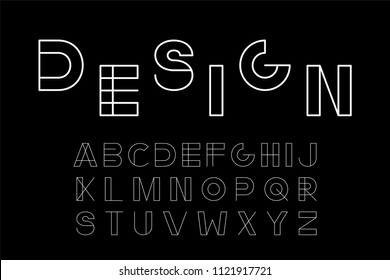 Vector minimalistic font - modern futuristic design. Creative english alphabet. White latin letters.
