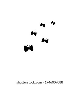 Vector minimalistic hand drawn icon, little butterfies. Simple elegant illustration, isolated objects. For branding and business identity, social media clipart.