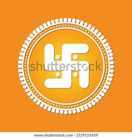 Vector minimalistic icon design of Swastika a religious symbol for Hinduism, Buddhism, Jainism, and Odinism, with a circular design behind it
