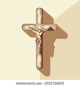 Vector minimalistic illustration of the Holy Cross an important holy symbol to represent the Son of God Jesus Christ