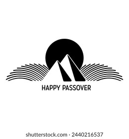 Vector Minimalistic Illustration of Passover Celebrations. Emblem of Wine, Egyptian Pyramids and Waves on a white background. Pesach Icons.