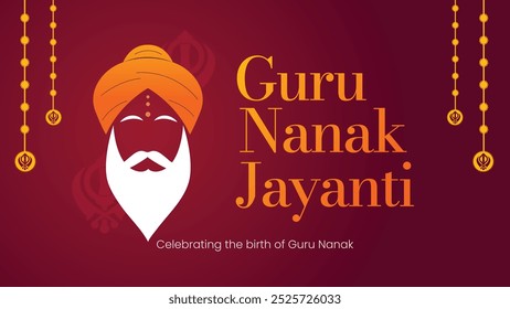 Vetor minimalista pôster ilustração de Guru Gobind Singh para Guru Nanak Jayanti Gurpurab