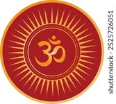 Vector minimalistic illustration of the sacred religious symbol of Hinduism OM mantra