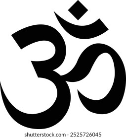 Vector minimalistic illustration of the sacred religious symbol of Hinduism OM mantra