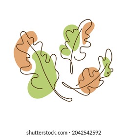 vector minimalistic image oak leaves line art autumn clipart