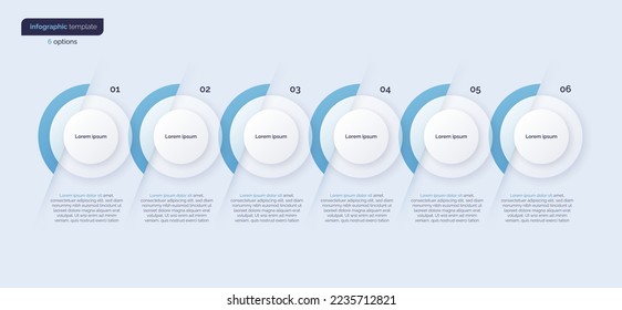 Vector minimalistic infographic template composed of 6 circles.