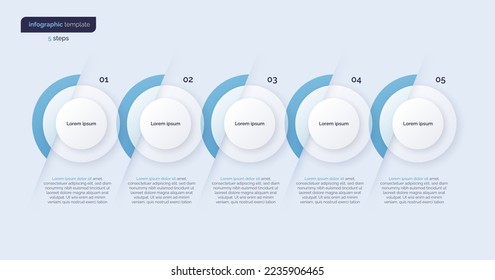 Vector minimalistic infographic template composed of 5 circles.