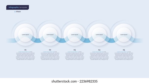 Vector minimalistic infographic template composed of 5 circles.