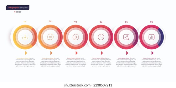 Vector minimalistic infographic template composed of 6 circles.