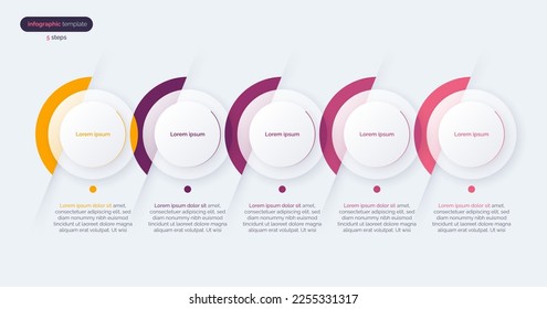 Vector minimalistic infographic template composed of 5 circles.