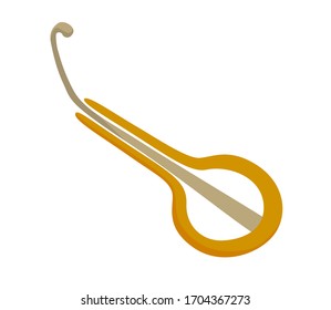 Vector minimalistic isolated illustration of an ethnic musical instrument: mouth harp. Picture for online stores, mobile applications, banner ads and packaging design of traditional music products.