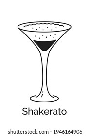 Vector de línea minimalista ilustración de la goblet de café Shakerato aislado en fondo blanco.