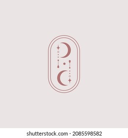 Vector minimalistic logo with letter P in the form of beads and threads. Emblem for bracelets, jewelry. Minimalistic icon for esotericism, astrology, psychology, magic.