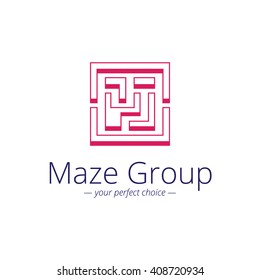 Vector minimalistic maze logo. Labyrinth symbol