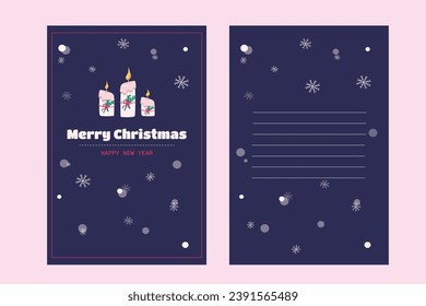 Vector minimalista Feliz Navidad y Feliz Año Nuevo tarjeta de bienvenida con lugar para texto