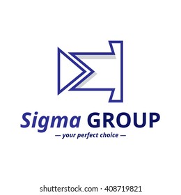 Vector minimalistic negative space greek letter logo. Sigma letter symbol