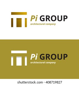 Vector minimalistic negative space greek letter logo. Pi letter symbol