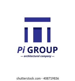 Vector minimalistic negative space greek letter logo. Pi letter symbol