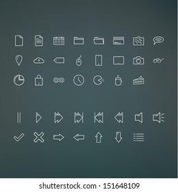 Vector minimalistic outline icon pack. Fresh ui icons for presentation, application or website. Clean minimalistic design.