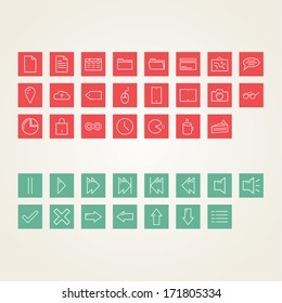 Vector minimalistic outline icon pack. Fresh ui icons for presentation, application or website. Clean minimalistic design.