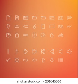 Vector minimalistic outline icon pack. Fresh ui icons for presentation, application or website. Clean minimalistic design.