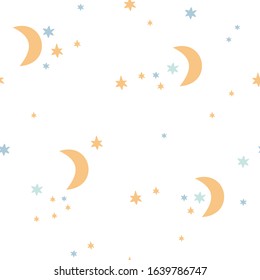 Vector minimalistic pattern. Scandinavian style, minimalism. The sky and the moon. starry sky.