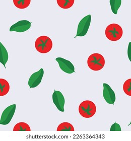 vector minimalistic pattern with tomato and basil