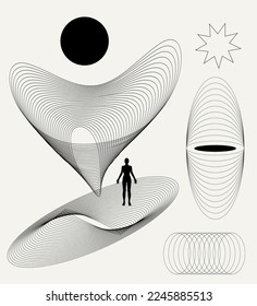 Vector minimalistic placard with illustration. Creative abstract artwork with hand drawn silhouette . Template for card, poster, banner, print for t-shirt, pin, badge, patch.