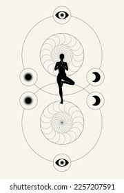 Vector minimalistic placard with illustration. Creative abstract artwork with hand drawn silhouette . Template for card, poster, banner, print for t-shirt, pin, badge, patch.