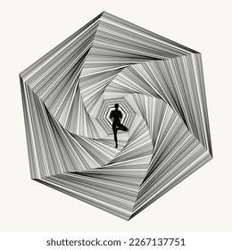 Cartel minimalista vectorial con ilustración. Obra de arte creativa abstracta con silueta dibujada a mano. Plantilla para tarjeta, afiche, banner, imprimir para camiseta, pin, insignia, parche.