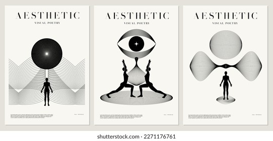 Vector minimalistic placard with illustration. Creative abstract artwork with hand drawn silhouette . Template for card, poster, banner, print for t-shirt, pin, badge, patch.