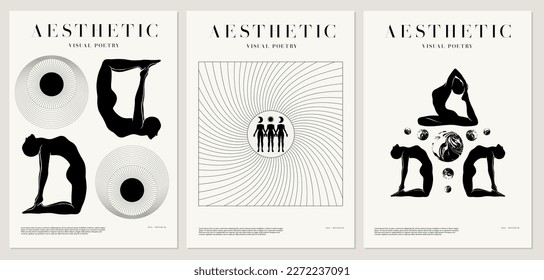 Vector minimalistic placard with illustration. Creative abstract artwork with hand drawn silhouette . Template for card, poster, banner, print for t-shirt, pin, badge, patch.