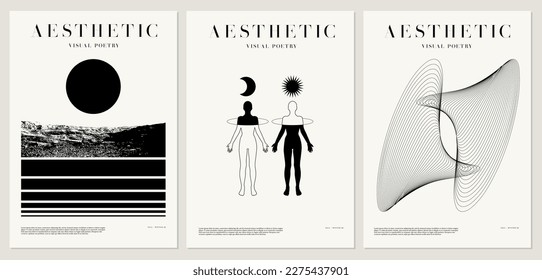 Vector minimalistic placard with illustration. Creative abstract artwork with hand drawn silhouette . Template for card, poster, banner, print for t-shirt, pin, badge, patch.