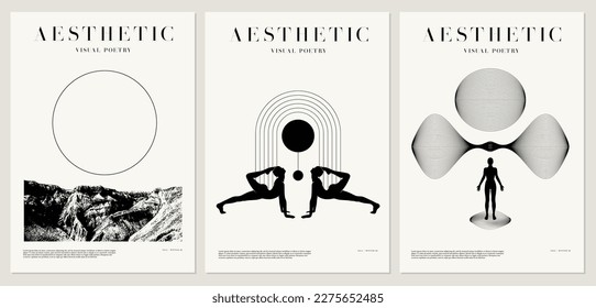 Vector minimalistic placard with illustration. Creative abstract artwork with hand drawn silhouette . Template for card, poster, banner, print for t-shirt, pin, badge, patch.