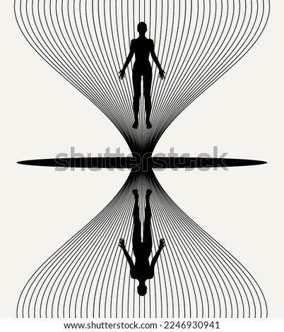 Vector minimalistic placard with illustration. Creative abstract artwork with hand drawn silhouette . Template for card, poster, banner, print for t-shirt, pin, badge, patch.