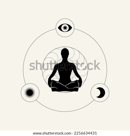 Vector minimalistic placard with illustration. Creative abstract artwork with hand drawn silhouette . Template for card, poster, banner, print for t-shirt, pin, badge, patch.