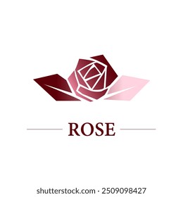 Rosa poligonal minimalista vetorial isolada sobre um fundo branco. útil para impressão, cartões postais, cartazes, cartões, web e design gráfico.