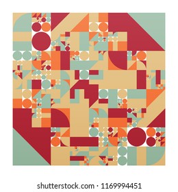Vector minimalistic poster with simple shapes. Procedural geometric. Swiss style abstract layout. Conceptual generative backdrop form modern journal, book cover, branding, business presentations