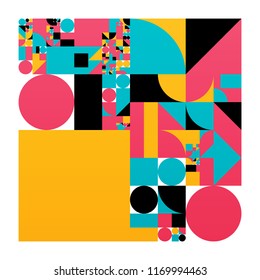 Vector minimalistic poster with simple shapes. Procedural geometric. Swiss style abstract layout. Conceptual generative backdrop form modern journal, book cover, branding, business presentations