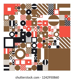 Vector minimalistic poster with simple shapes. Procedural geometric. Swiss style abstract layout. Conceptual generative backdrop form modern journal, book cover, branding, business presentations