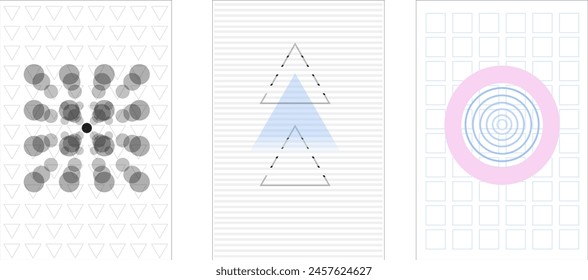 Vector minimalistic posters. Modern design set in pastel colors. Abstract cards collection with abstract geometric shapes