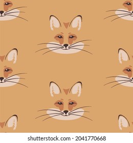 Vector minimalistic seamless pattern of fox heads