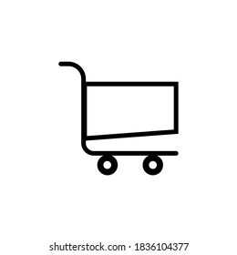 Vector minimalistic trolley icon with black stripes on white background. Year end discount. Just stay at home. New Year 2021.
